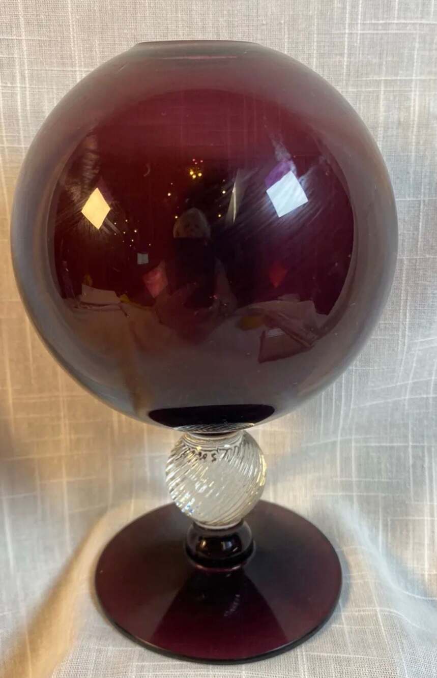 Antique 1920s H.C. Fry Amethyst Globe Vase